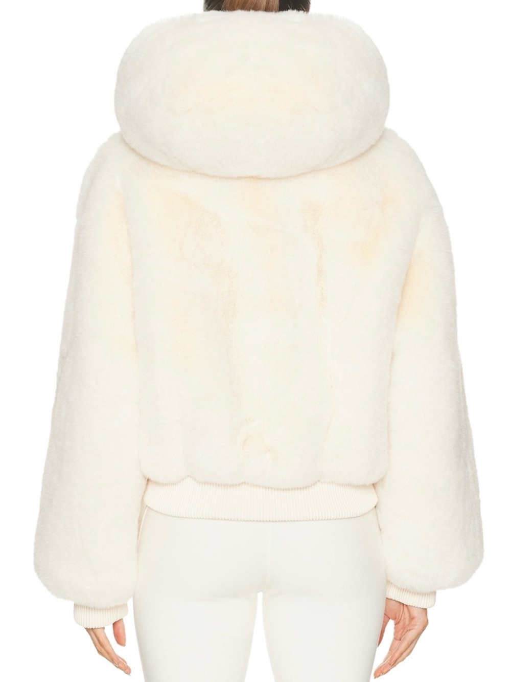 Skims-Women's Cream Faux Fur Hooded Bomber Jacket - Picture 2 of 5